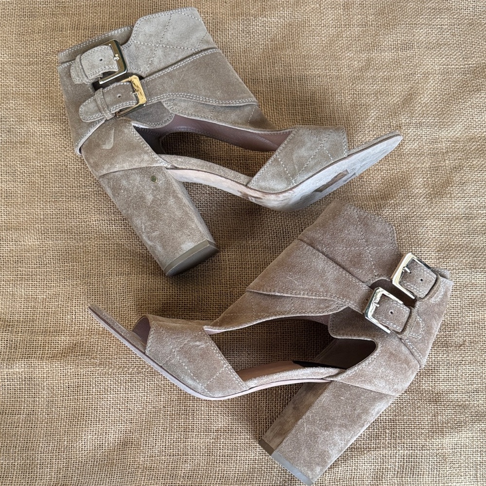 Laurence Dacade Suede Sandals Rush Cutout Heel Block Size 41 - Picture 3 of 12